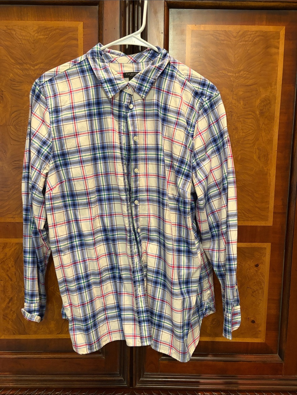 Talbots Blue, White & Pink Plaid Button-Down Shirt